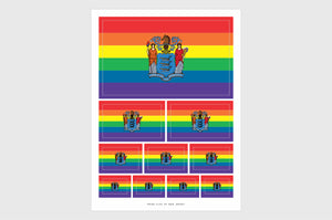 New Jersey LGBTQ Pride Flag Sticker, Weatherproof Vinyl Pride Flag Stickers
