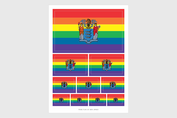New Jersey LGBTQ Pride Flag Sticker, Weatherproof Vinyl Pride Flag Stickers