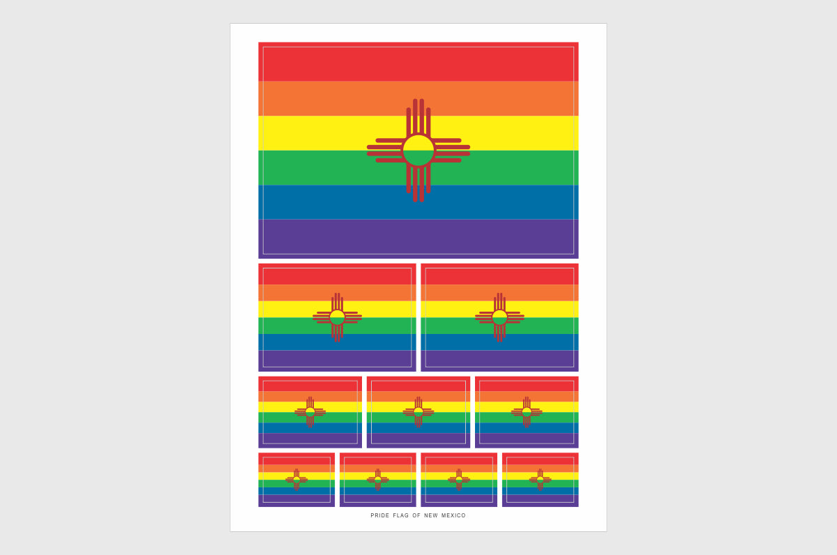 New Mexico LGBTQ Pride Flag Sticker, Weatherproof Vinyl Pride Flag Stickers