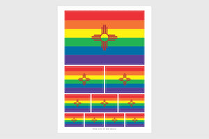 New Mexico LGBTQ Pride Flag Sticker, Weatherproof Vinyl Pride Flag Stickers