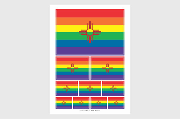 New Mexico LGBTQ Pride Flag Sticker, Weatherproof Vinyl Pride Flag Stickers