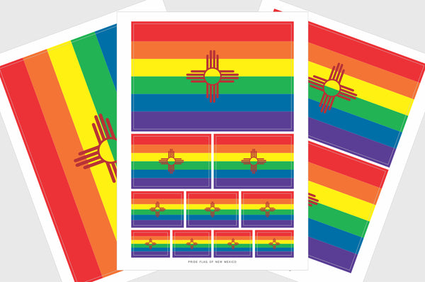 New Mexico LGBTQ Pride Flag Sticker, Weatherproof Vinyl Pride Flag Stickers