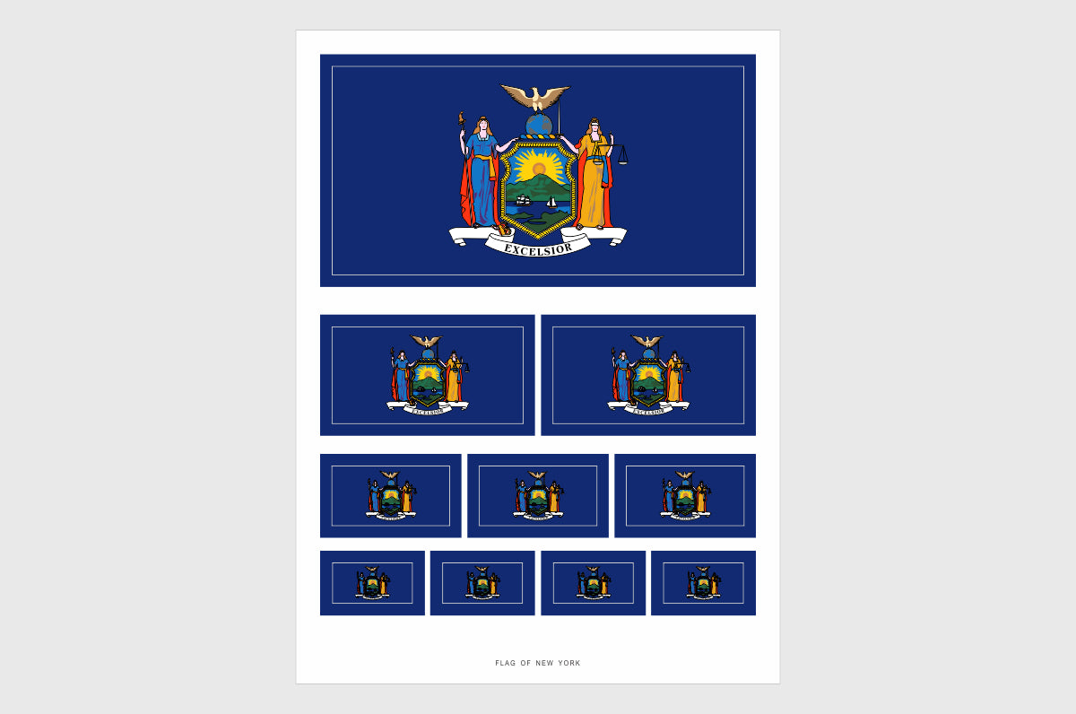 New York Flag Sticker, Weatherproof Vinyl New York Flag Stickers