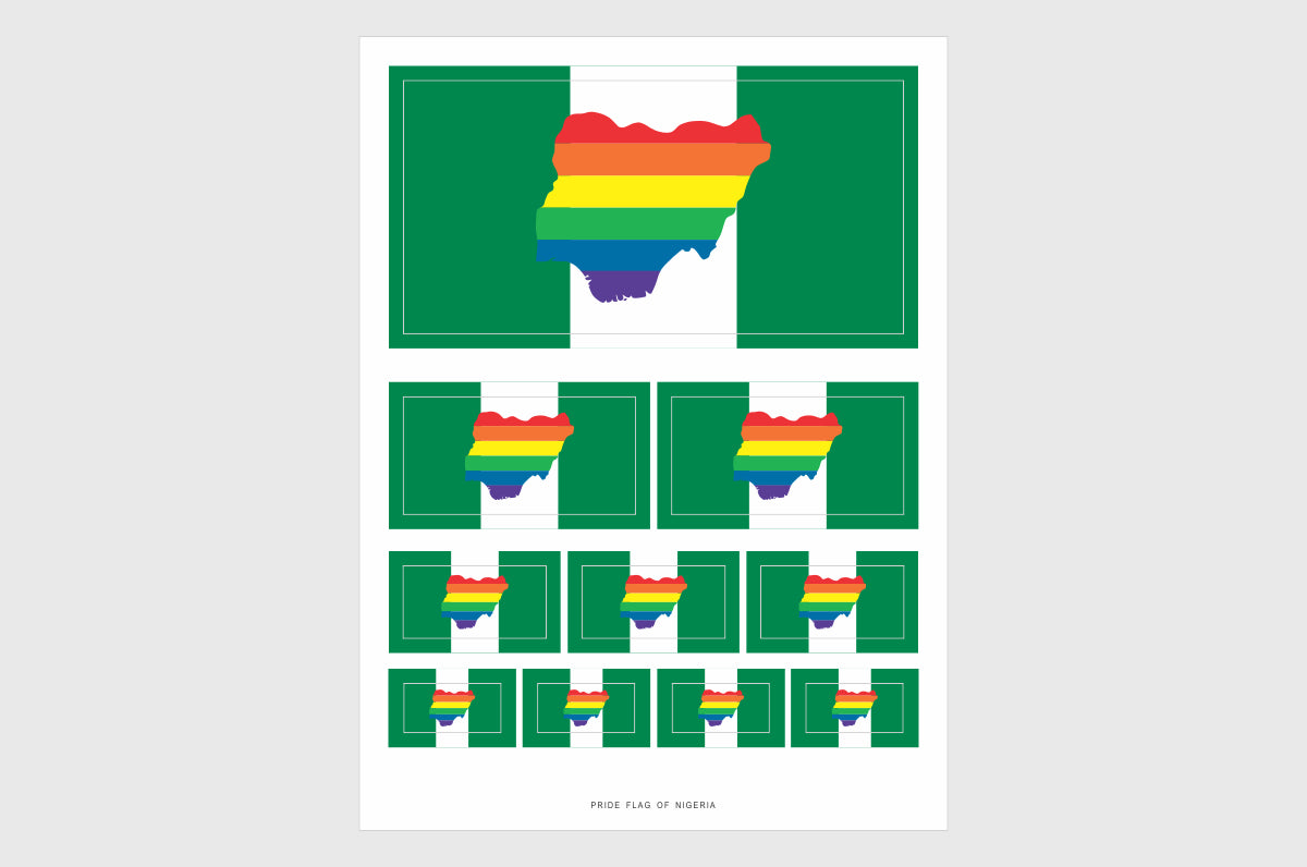 Nigeria LGBTQ Pride Flag Sticker, Weatherproof Vinyl Nigerian Flag Stickers