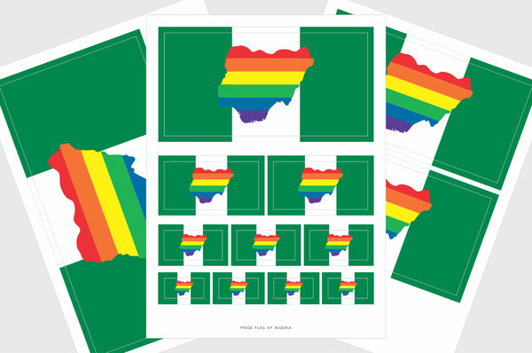 Nigeria LGBTQ Pride Flag Sticker, Weatherproof Vinyl Nigerian Flag Stickers