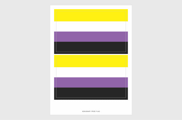 Non Binary Flag Sticker, Weatherproof Vinyl Nonbinary Gender Identity Flag Stickers