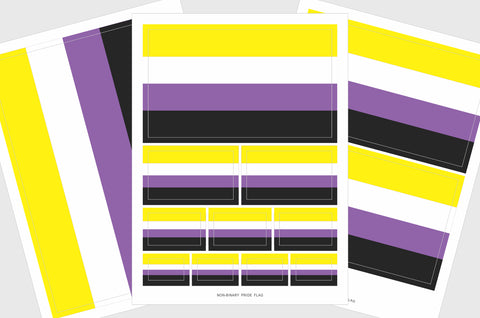 Non Binary Flag Sticker, Weatherproof Vinyl Nonbinary Gender Identity Flag Stickers