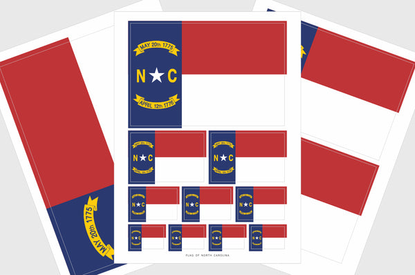 North Carolina Flag Sticker, Weatherproof Vinyl North Carolina Flag Stickers