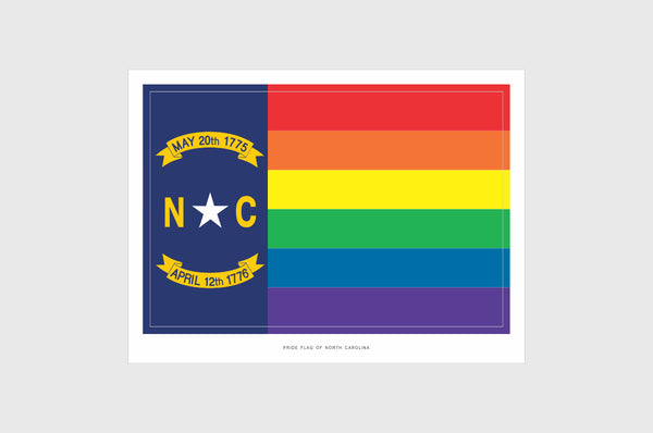 North Carolina LGBTQ Pride Flag Sticker, Weatherproof Vinyl Pride Flag Stickers