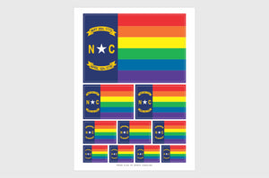 North Carolina LGBTQ Pride Flag Sticker, Weatherproof Vinyl Pride Flag Stickers