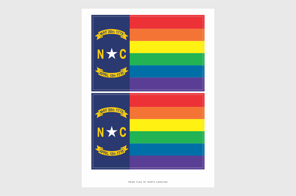 North Carolina LGBTQ Pride Flag Sticker, Weatherproof Vinyl Pride Flag Stickers