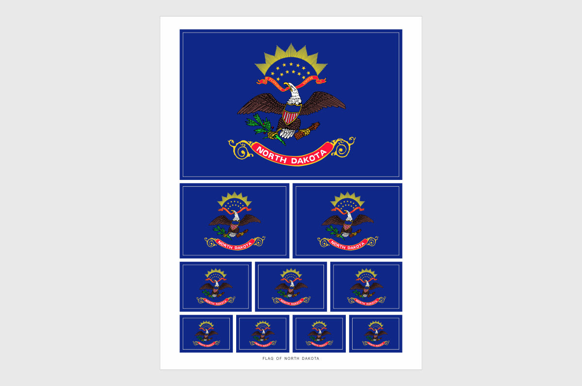 North Dakota Flag Sticker, Weatherproof Vinyl State Flag Stickers