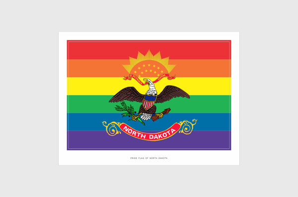North Dakota LGBTQ Pride Flag Sticker, Weatherproof Vinyl Pride Flag Stickers