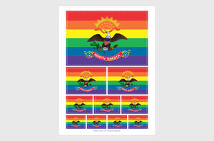 North Dakota LGBTQ Pride Flag Sticker, Weatherproof Vinyl Pride Flag Stickers