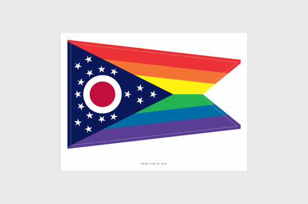 Ohio LGBT Gay Pride Flag Sticker, Weatherproof Vinyl Ohio LGBT Pride Flag Stickers