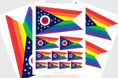 Ohio LGBT Gay Pride Flag Sticker, Weatherproof Vinyl Ohio LGBT Pride Flag Stickers