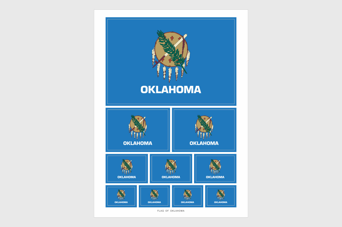 Oklahoma Flag Sticker, Weatherproof Vinyl Oklahoma Flag Stickers