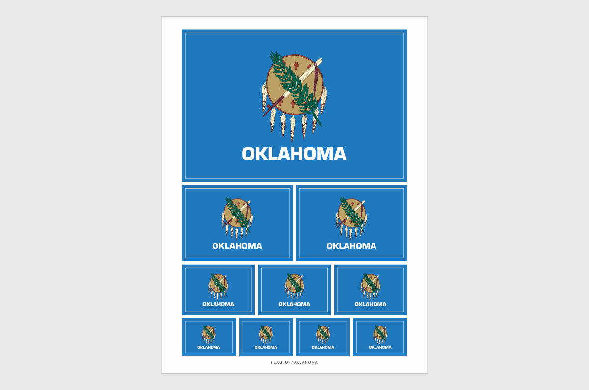 Oklahoma Flag Sticker, Weatherproof Vinyl Oklahoma Flag Stickers