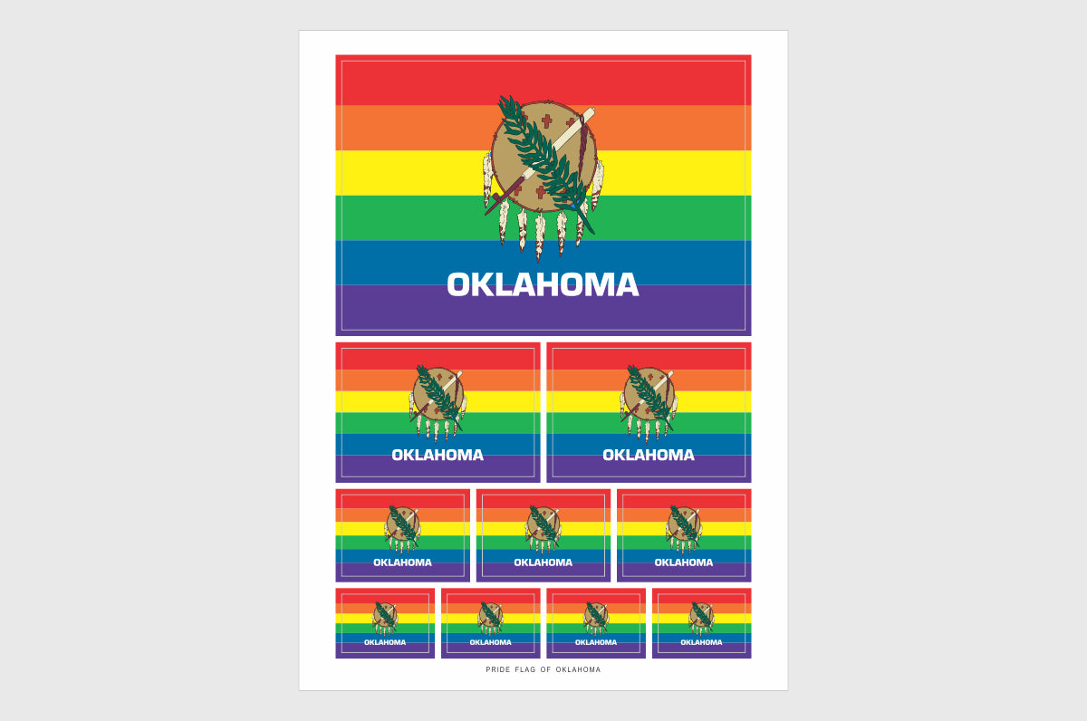 Oklahoma LGBTQ Pride Flag Sticker, Weatherproof Vinyl Pride Flag Stickers