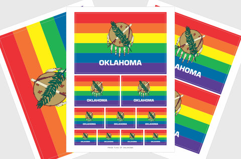 Oklahoma LGBTQ Pride Flag Sticker, Weatherproof Vinyl Pride Flag Stickers