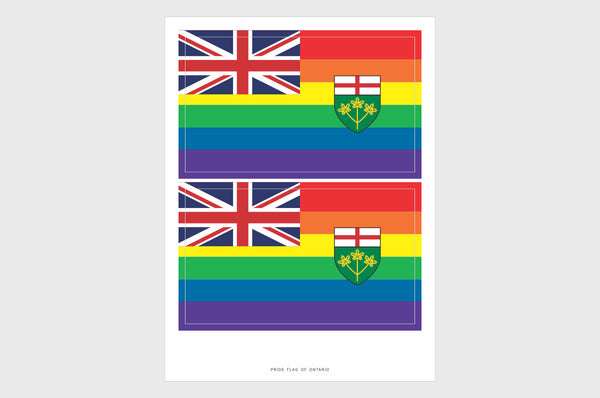 Ontario Pride Flag Sticker, Weatherproof Vinyl, Province of Ontario LGBT Flag Stickers
