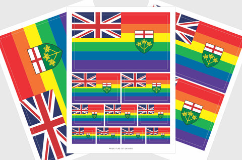 Ontario Pride Flag Sticker, Weatherproof Vinyl, Province of Ontario LGBT Flag Stickers