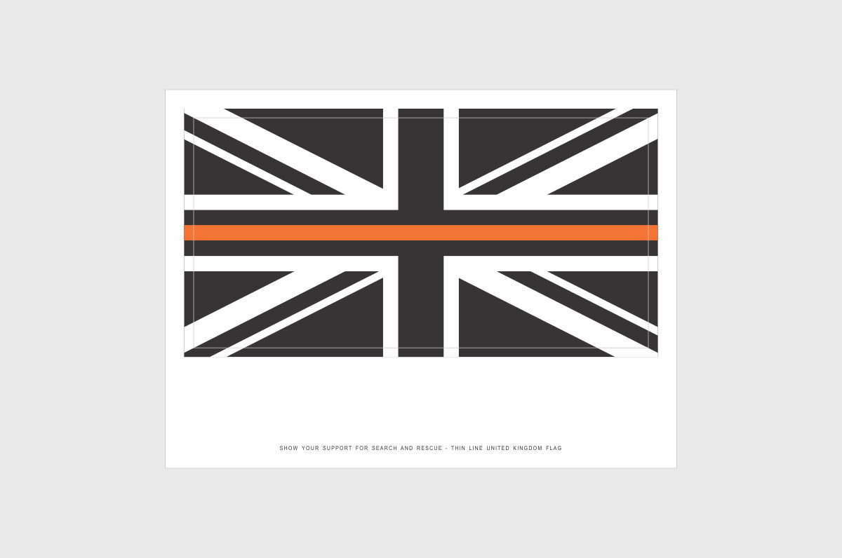 UK Orange Line Flag Sticker, Weatherproof Vinyl Flag Stickers