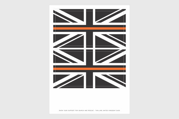 UK Thin Orange Line Flag Stickers