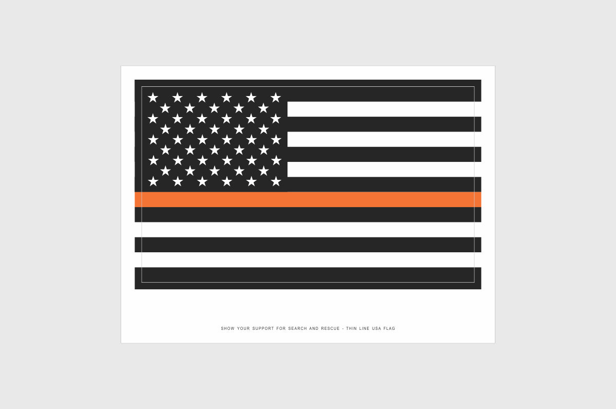 United States, USA Thin Orange Line Flag Stickers, Weatherproof USA Flag Stickers