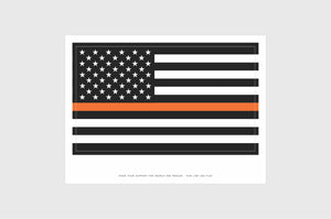 USA Orange Line Flag Stickers, Weatherproof USA Flag Stickers