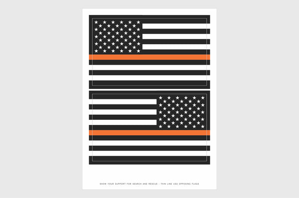 United States, USA Thin Orange Line Opposing Direction Flag Stickers