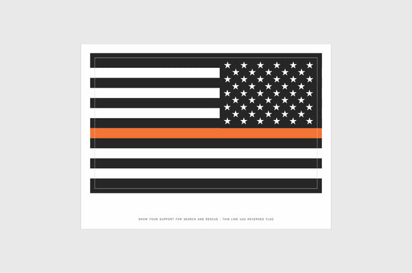 United States, USA Thin Orange Line Opposing Direction Flag Stickers
