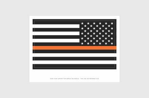 United States, USA Thin Orange Line Opposing Direction Flag Stickers