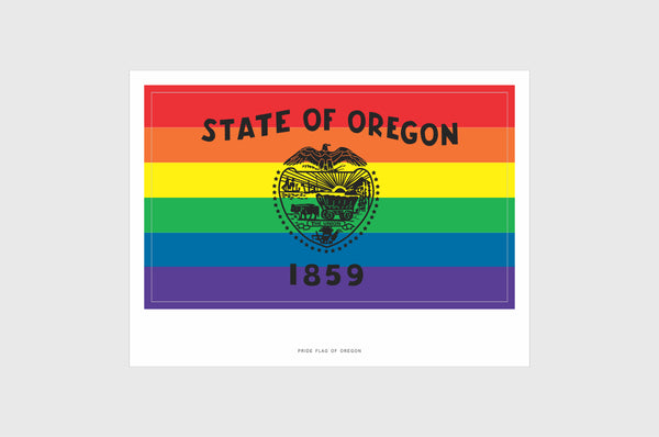 Oregon LGBTQ Pride Flag Sticker, Weatherproof Vinyl Pride Flag Stickers