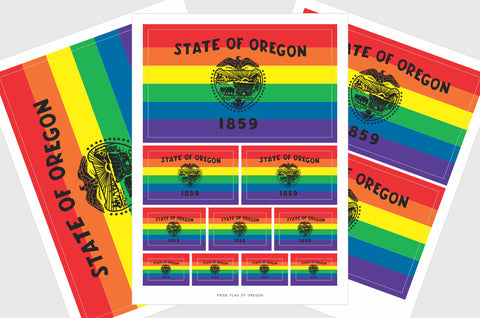 Oregon LGBTQ Pride Flag Sticker, Weatherproof Vinyl Pride Flag Stickers