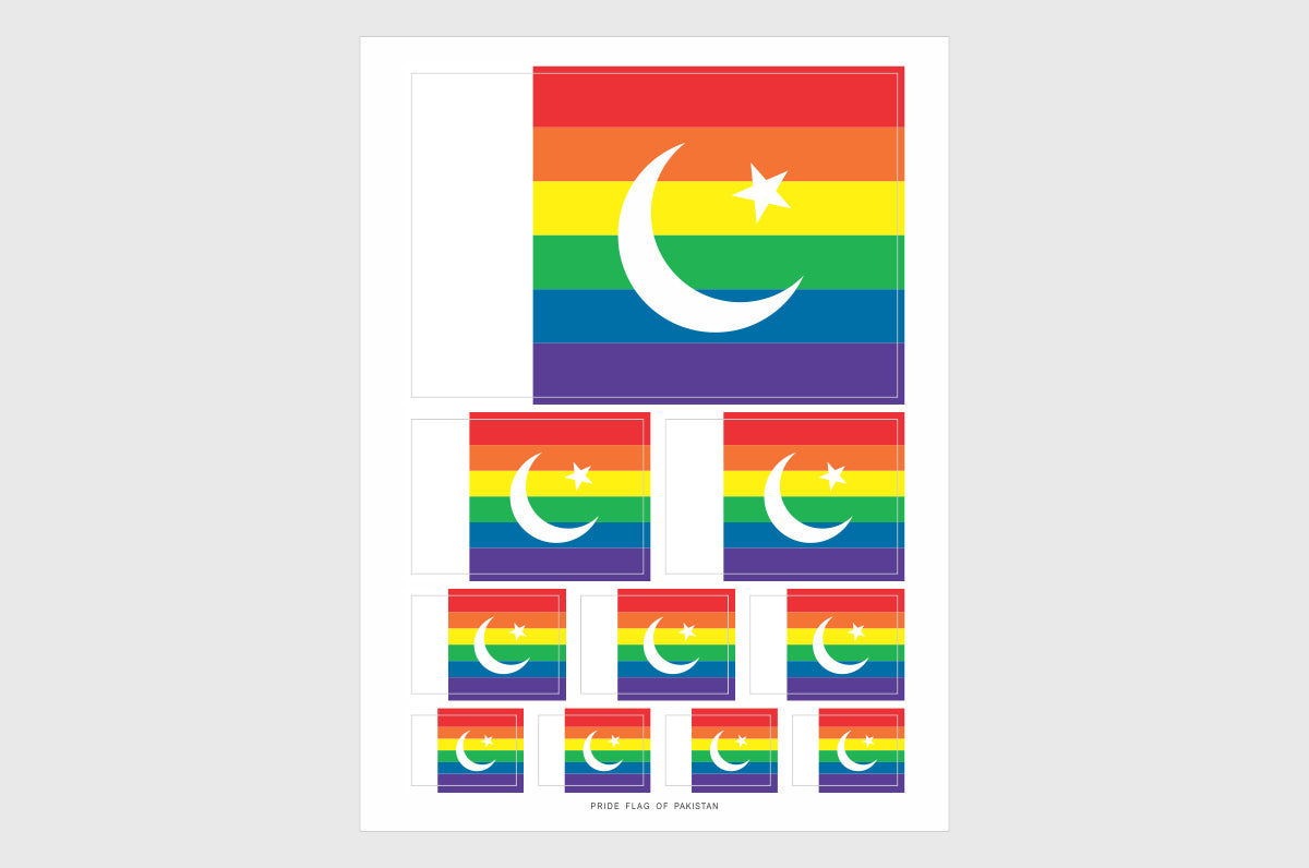 Pakistan LGBTQ Pride Flag Sticker, Weatherproof Vinyl Pride Flag Stickers
