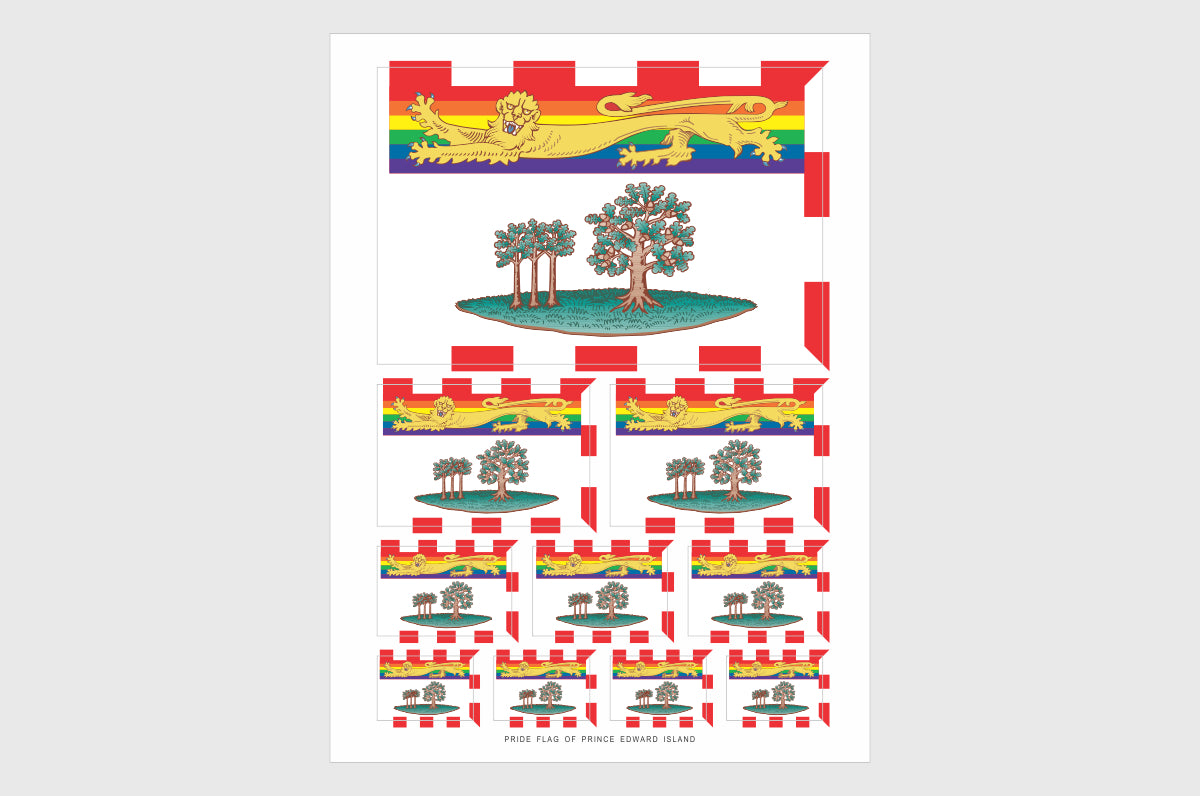 Prince Edward Island Gay Pride Flag Sticker, Weatherproof Vinyl PEI LGBT Flag Stickers