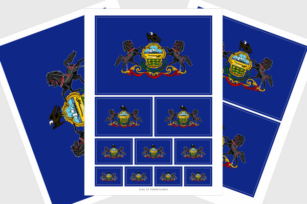 Pennsylvania Flag Sticker, Weatherproof Vinyl Pennsylvania Flag Stickers