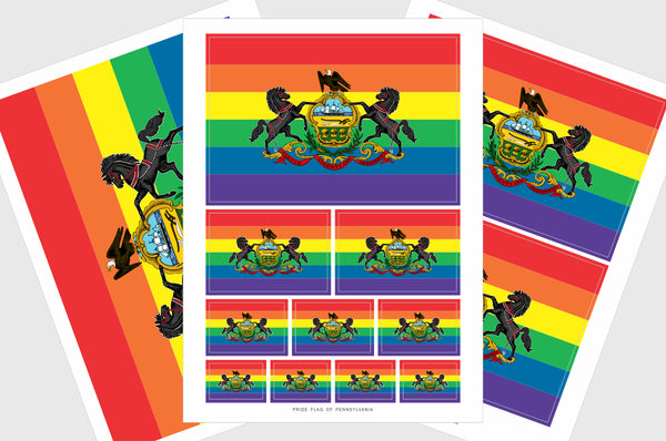Pennsylvania LGBTQ Pride Flag Sticker, Weatherproof Vinyl Pride Flag Stickers