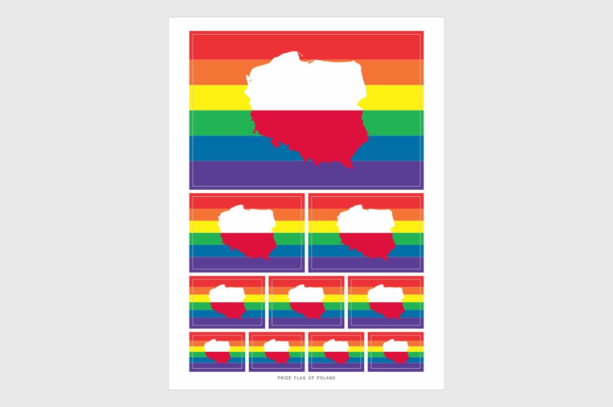 Poland LGBTQ Pride Flag Sticker, Weatherproof Vinyl Pride Flag Stickers