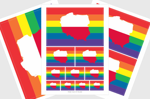 Poland LGBTQ Pride Flag Sticker, Weatherproof Vinyl Pride Flag Stickers
