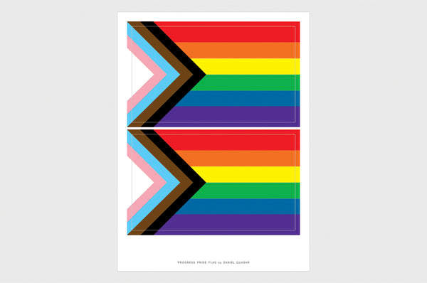 Progress Pride Flag Sticker, Weatherproof Vinyl LGBTQ Flag Stickers