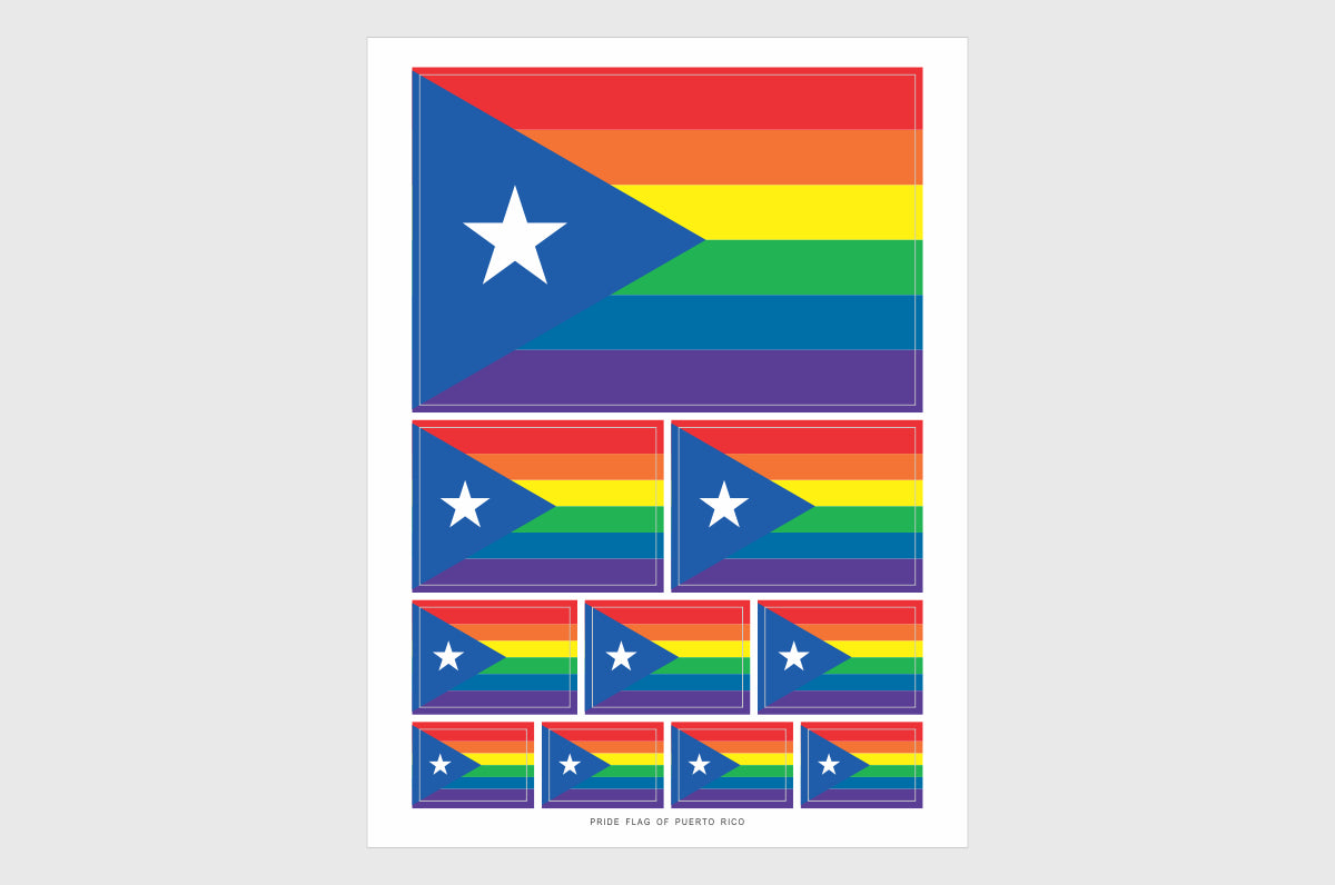 Puerto Rico LGBTQ Pride Flag Sticker, Puerto Rico Pride Flag Stickers