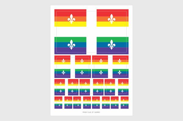 Quebec LGBTQ Pride Flag Sticker, Weatherproof Vinyl Pride Flag Stickers