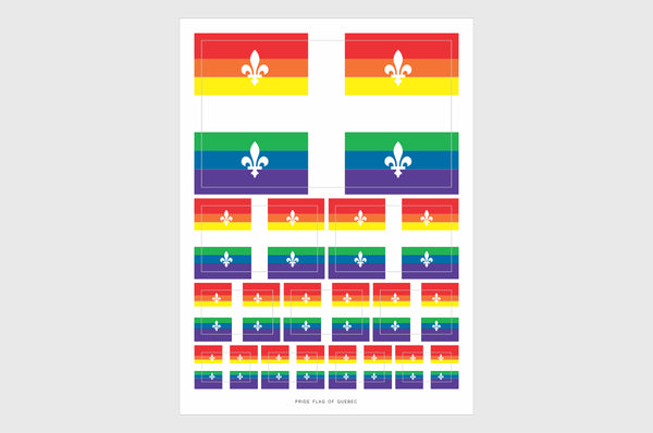 Quebec LGBTQ Pride Flag Sticker, Weatherproof Vinyl Pride Flag Stickers