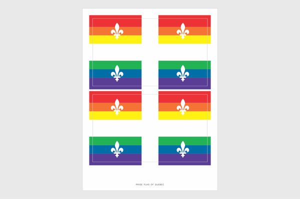 Quebec LGBTQ Pride Flag Sticker, Weatherproof Vinyl Pride Flag Stickers