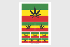 Rastafari Cannabis Flag Sticker, Weatherproof Vinyl Rastafarian Marijuana Flag Stickers