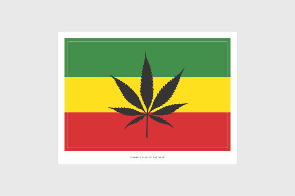 Rastafari Cannabis Flag Sticker, Weatherproof Vinyl Rastafarian Marijuana Flag Stickers