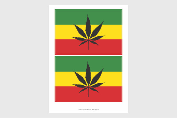 Rastafari Cannabis Flag Sticker, Weatherproof Vinyl Rastafarian Marijuana Flag Stickers