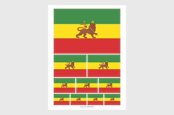Rastafari Flag Sticker, Weatherproof Vinyl Rastafarian Flag Stickers